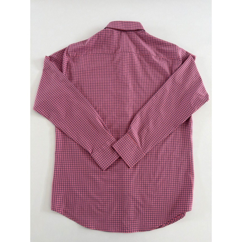 Peter Millar Summer Comfort Mens Medium Pink Blue Gingham Long Sleeve Shirt - Picture 2 of 5
